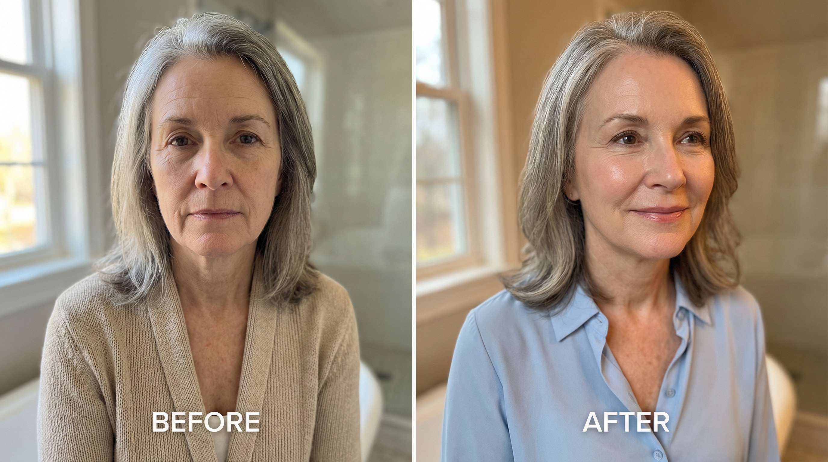 Hautbild-Vergleich vor und nach der Serum-Anwendung